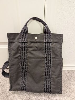 Hermes Navy Canvas Backpack/Tote